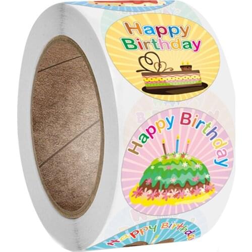 100-500pcs Cute Happy Birthday Stickers 2.5cm/1 Inch Childrens Birthday Party Gift Sealing Decorations Greeting Card Labels