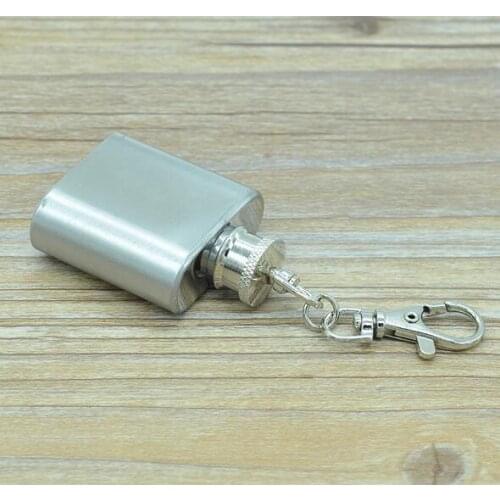 100pcs Portable party outdoor Keychain 1oz Stainless Steel Whisky Liquor Alcohol Pocket Hip Flask,oil bottle with Ke