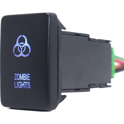 12V 3A Zombie Lights Push Button Switch ON-Off Blue Led with Connector Wire Fit Toyota Hilux 2015/Prado 150 Series 2010-2014 Rav