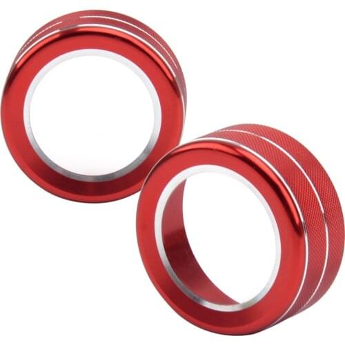 2pcs Red Aluminum Audio Switch Button Knob Cover Trim fit for Toyota 4Runner 2010 2011 2012 2013 2014 2015 2016 2017 2018 2019