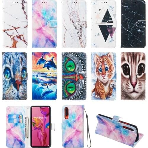 3D Marble Stone Leather Wallet Case For Iphone XS MAX XR X 8 7 6 5 Samsung S10 5G S10e Cat Owl Dolphin Ocean Granite Rock 50pcs