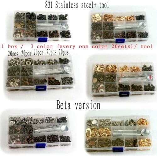 831 Red bronze snap buttons 3 color +tool clothing accessories overcoat button metal Stainless steel logo