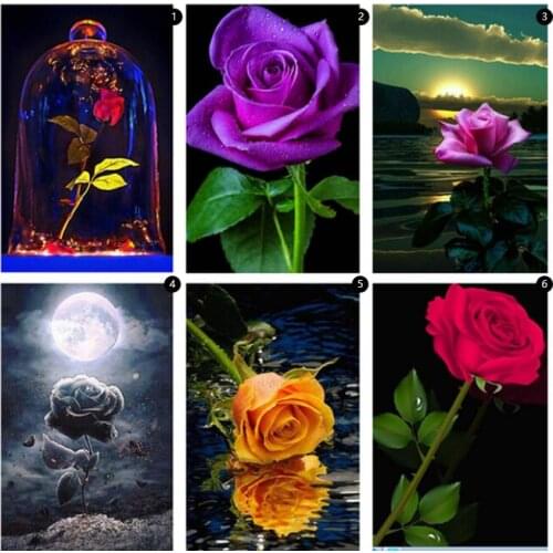 Flower 5D DIY Square/Round Diamond Painting Mosaic Cross Embroidery Home Decoration Mural Christmas Gift New Year