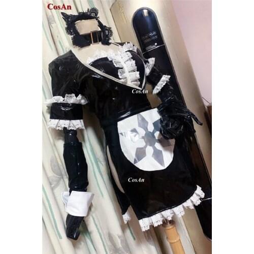 Anime Overload Solutrion Cosplay Costume Lovely Black Leather Maid Outfit Activity Party Role Play Clothing High-End Custom-Make