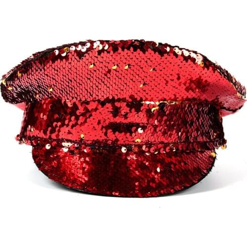 Sequin Military Stlye Captain Hat for Women Festival Halloween Costume Cosplay Bachelorette Party Sergeant Hat