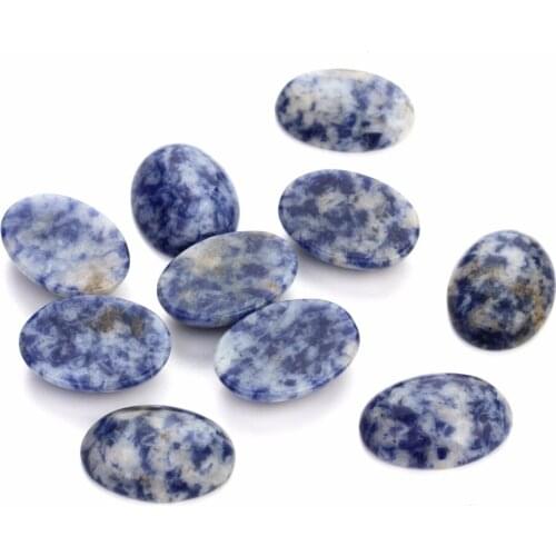 LOULEUR 10pcs/lot 10*14/13*18/18*25mm Natural Stone Cabochon Beads Blue Point Stone Created Beads For Diy Jewelry Making