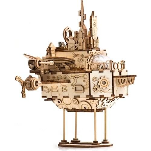 3D Wooden Moving Castle Music Box DIY Assembly Puzzle Model Kit Creative Gift For Adults Kids