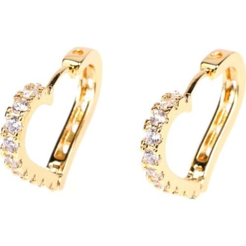 EYIKA Charm Heart Shaped Mini Small Huggie Hoop Earring for Women Gold Silver Color Delicate Dainty Cubic Zirconia Jewelry Gifts