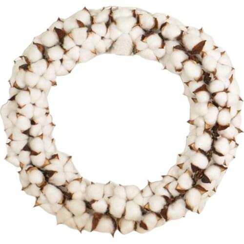 Cotton Flower Wreath 16in Garland Door Farmhouse Showcase Decor Photo Props