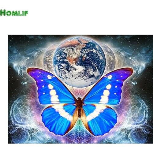 Full square drill 5D diamond painting DIY diamond embroidery butterfly&Earth Cross Stitch Rhinestone mosaic home decoration