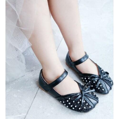Bobora Girl Soft Soled Leather Shoes Autumn Spring Bowknot Non-slip Single Shoes Hot