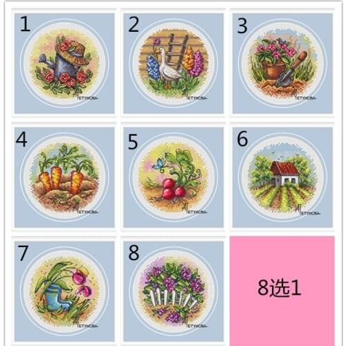 Small circular landscape cross stitch package flower aida 18ct 14ct 11ct black cloth people kit embroidery