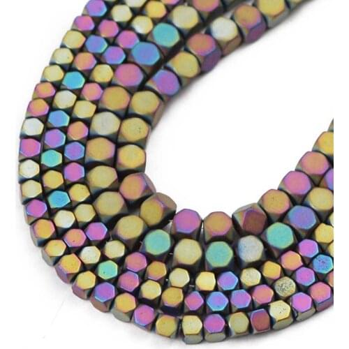 Matte Multicolored Square Natural Hematite Stone beads Spacer Loose beads for diy Jewelry Bracelet Making Accessories 2/3/4MM