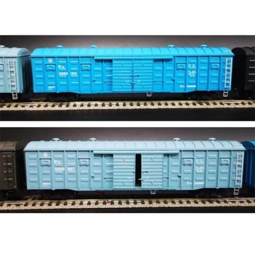 HO Scale Train Model 1/87 Chinese Freight Car P70 Type Universal Boxcar Two Blue Boxcars