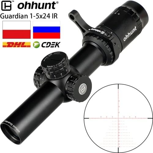 Ohhunt Guardian 1-5X24 IR Compact Hunitng Riflescope Glass Etched Reticle Tactical Optical Sight Scope Turrets Lock Setting