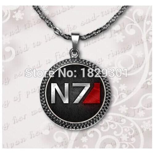 New Top Fashion Maxi Necklaces Collares Collier N7 Alliance Necklace Mass Effect Jewelry Gifts For Him Glass Dome Pendant HZ1