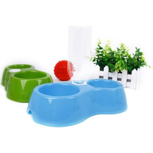 Pet Drinking Water Double Dog Feeder Fountain Cat Feeding Travel Water Bowl Dish Dog Food Bowl Pet Accessories Perros Accesorios
