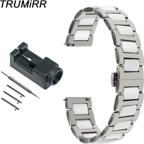 Ceramic + Stainless Steel Watchband Quick Release Strap Men Women Watch Band Butterfly Buckle Wrist Bracelet 12 14 16 18 20 22mm