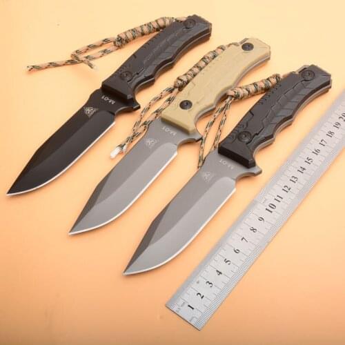 Rose Deer Tactical Survial Self-Defense Straight Knife ABS Handle Fixed Blade Knife for Climbing, Riding, Camping