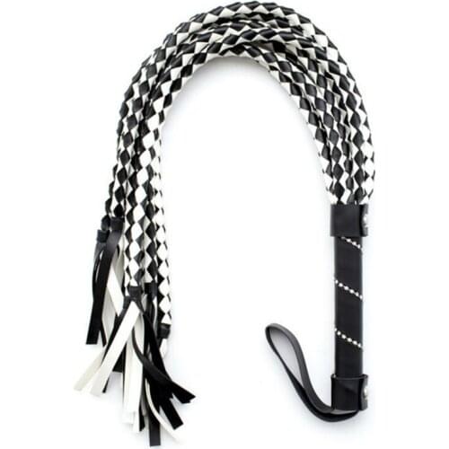 Sex Toys For Couple Adult Game Sexy Whip PU Leather Flirt Toys Black and white Handle Erotic Toy