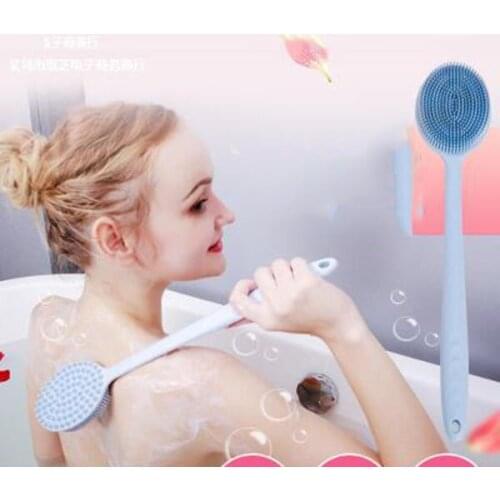 Silicone Massage Brush Bath Shower Cleaning Scrubber Bath Brush Long Handle Silicone Massage Body Soft Exfoliator Brush