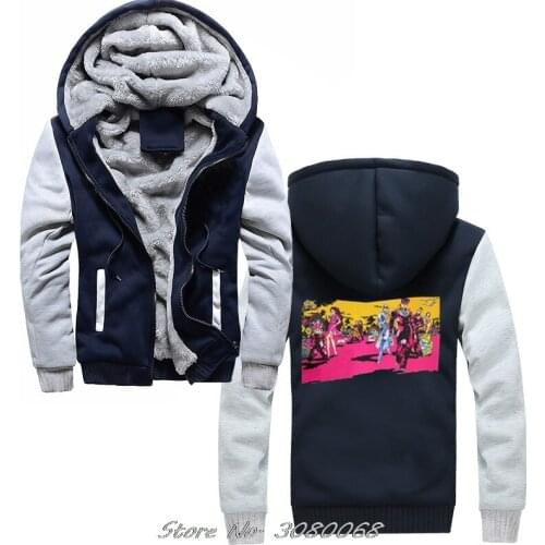 New Jojos Bizarre Adventure Hoodies New Men Winter Keep Warm Thicken Sweatshirts Funny Hooded Zipper Streetwear