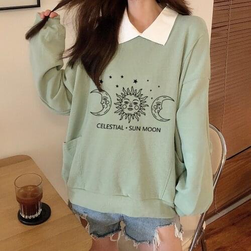 Vintage Hoodie Grunge Cotton Galaxy Sweatshirt Pullover Lady Big Hooded Sweatshirts for Women Comfortable Harajuku Street Wear