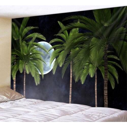 Tropical plant tapestry sky palm tree wall hanging Nordic ins home living room bedroom fabric painting background decoration