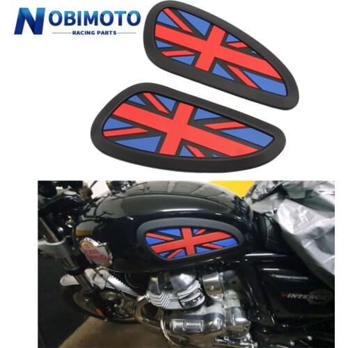 Universal Retro Motorcycle Cafe Racer Gas Fuel tank Rubber Sticker Protector Sheath Knee Tank pad Grip Decal Union Jack Logo
