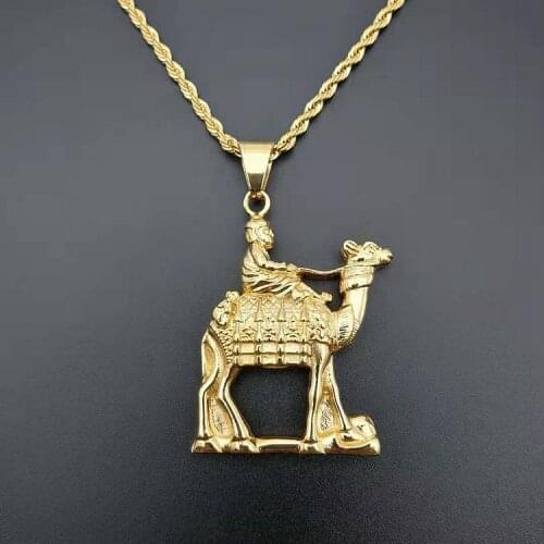 Vintage Gold color Stainless steel Lovely Camel Charms Arab Handmade Accessories Animal Camel Pendant Charms for Jewelry