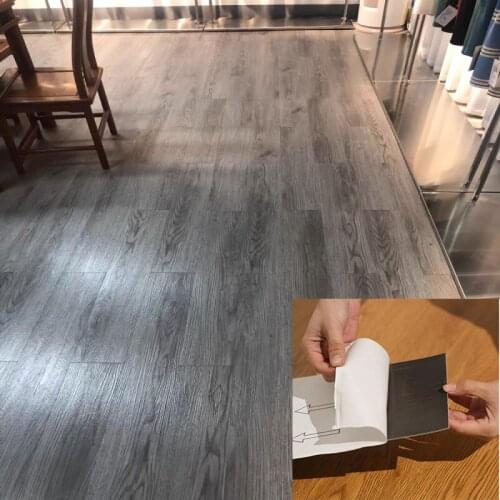 Wood Grain Floor Stickers Waterproof Floor Stickers Self-adhesive Wall Sticker PVC Wearable For Living room Toilet Kitchen Home