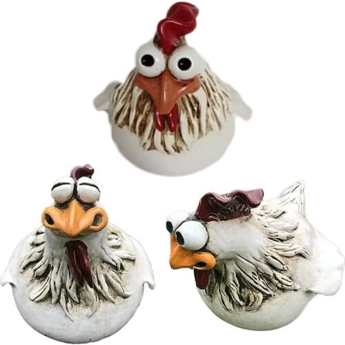 Funny Big-Eyes Hen Sculpture Resin Crafts Chicken Sculpture Ornament Fence Statue Outdoor Garden Decor N0PA