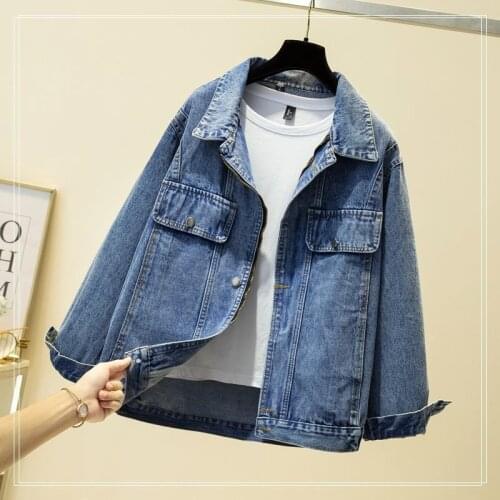 Vintage Zipper Denim Jacket Harajuku Street Women Blue Short Coat 2021 Spring Autumn Korean Loose Casual Jeans Jackets Clothing