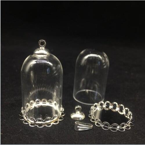 20sets tube glass vial pendants 30mm tall 20mm double silver lace tray jewelry finding handmade women gift choker necklace