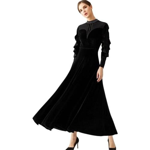 2021 High End Velvet Ballroom Dance Competition Dress Waltz Standard Dance Costumes