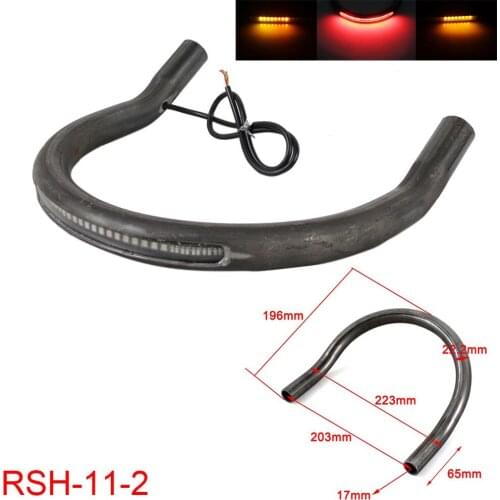 8" Wide Cafe Racer Rear Seat Loop LED Tail Light Tracker Upswept End For Honda Yamaha Suzuki CB XS GS Turn Signals Frame Hoop