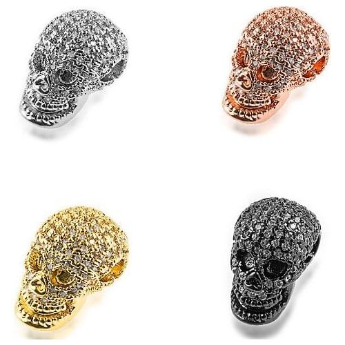 9*15mm skull crystal micro pave cz zircon cubic zirconia beads DIY necklace charm bracelet connectors rf42d