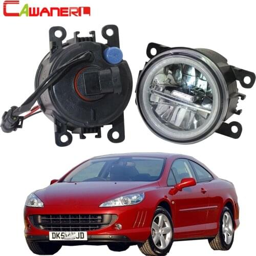 Cawanerl For Peugeot 407 Coupe 6C_ 2005-2011 Car Styling 4000LM LED Bulb H11 Fog Light + Angel Eye Daytime Running Light DRL 12V
