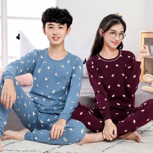 Children Pajamas Kids Boys Sleepwear Winter Cotton Pajamas for Girls Long sleeve Homewear Pyjamas Kids Teenage Clothes Sets