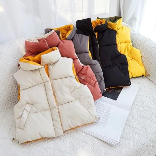 Baby Boys And Girls Stand-up Collar Cotton-padded Vest Childrens Outer Wear Warm Waistcoat Kids Cotton Padded Vest