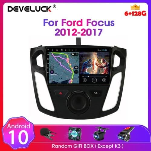 For Ford Focus 2012-2017 Android 10 DSP Navigation Touchscreen Quad-core Car Radio Multimedia Player 4G Split Screen Frame 2 Din
