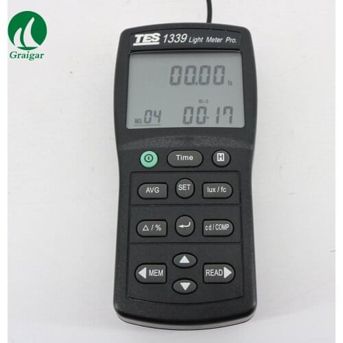 TES-1339 Portable Digital Light Meter Luminous Light Flux Meter TES-1339 0.01 to 999900 Lux