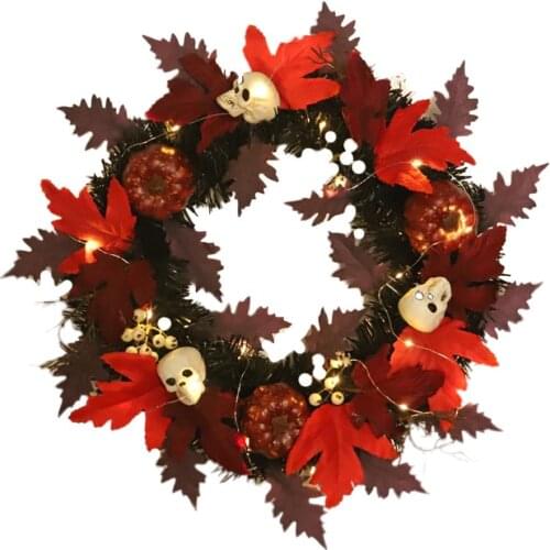 Halloween Garland Simulation Pumpkin Garland Maple Leaf Hanging Wreath for Halloween Decor Hanging home Decorations