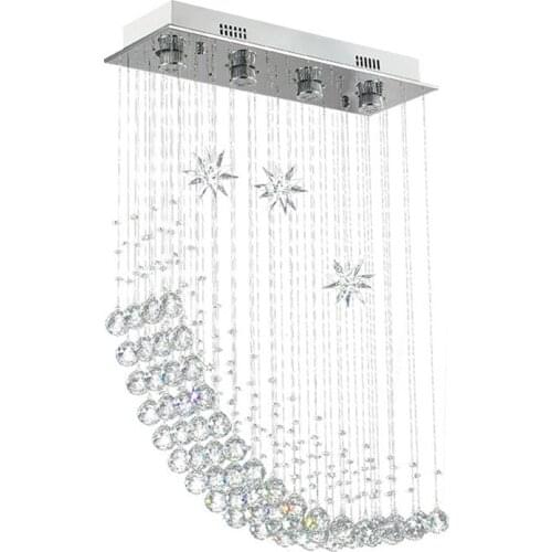 Reative Crystal Chandelier Lighting Moon Rectangle Chandelier With Lights For Restaurant Bedroom Loft Kitchen