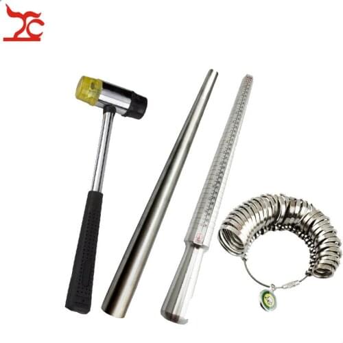 4Pcs/Lot Jewelry Tool US HK Size Stainless Steel Ring Enlarger Stick Sizer Mandrel Hammers Ring Sizer Finger Ring Guage Stick