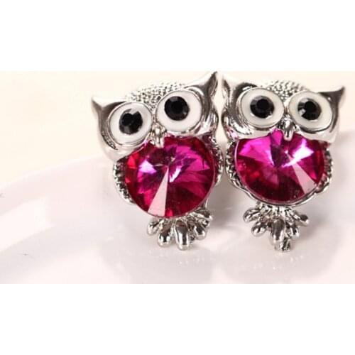 Korean Fashion Earrings Personality Owl Multicolor Crystal Earrings Crystal Jewelry for Men and Women