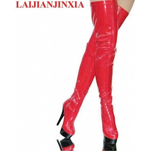 LAIJIANJINXIA Over Knee Boots Women Boots 15CM Super High Woman High Heels Boots Botas Winter Thigh High Boots 35-46
