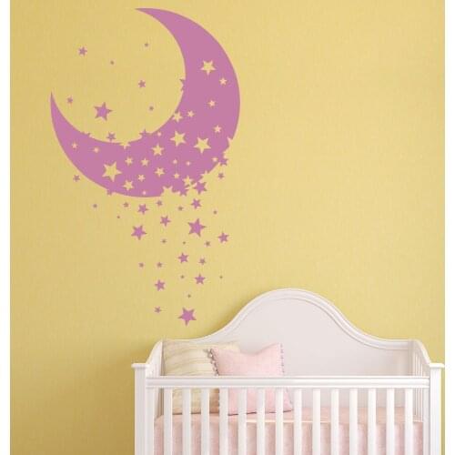 Moon & Star Vinyl Wall Stickers Decorative Nursery Wall Decal Childrens Home Decor New Arrivals Wallpaper Removable Mural SA334