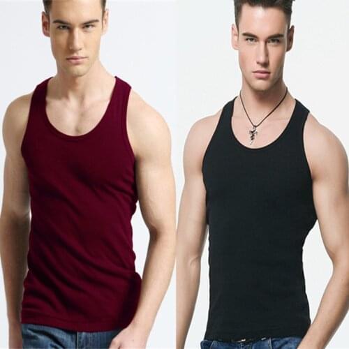 4 Colors Mens Underwear Cotton Tank Top Bodybuilding Singlet Sleeveless Tshirt Slim Vest Men Black White Grat Red Tanktop