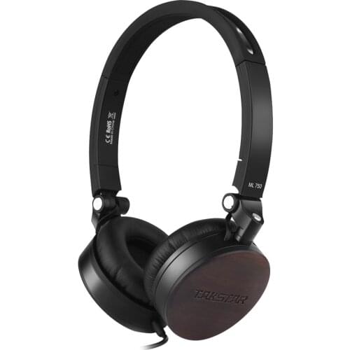 TAKSTAR ML 750 MFi Certificated Sandalwood Over Ear Headphone with Mic Noise Cancelling Wired Dynamic Headsets with Case